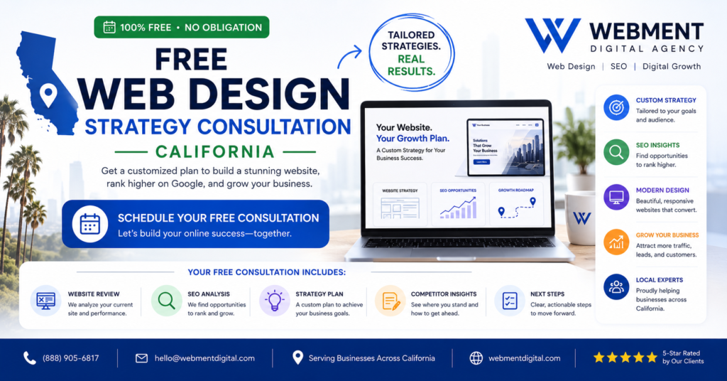 free web design strategy consultation california — webment digital agency