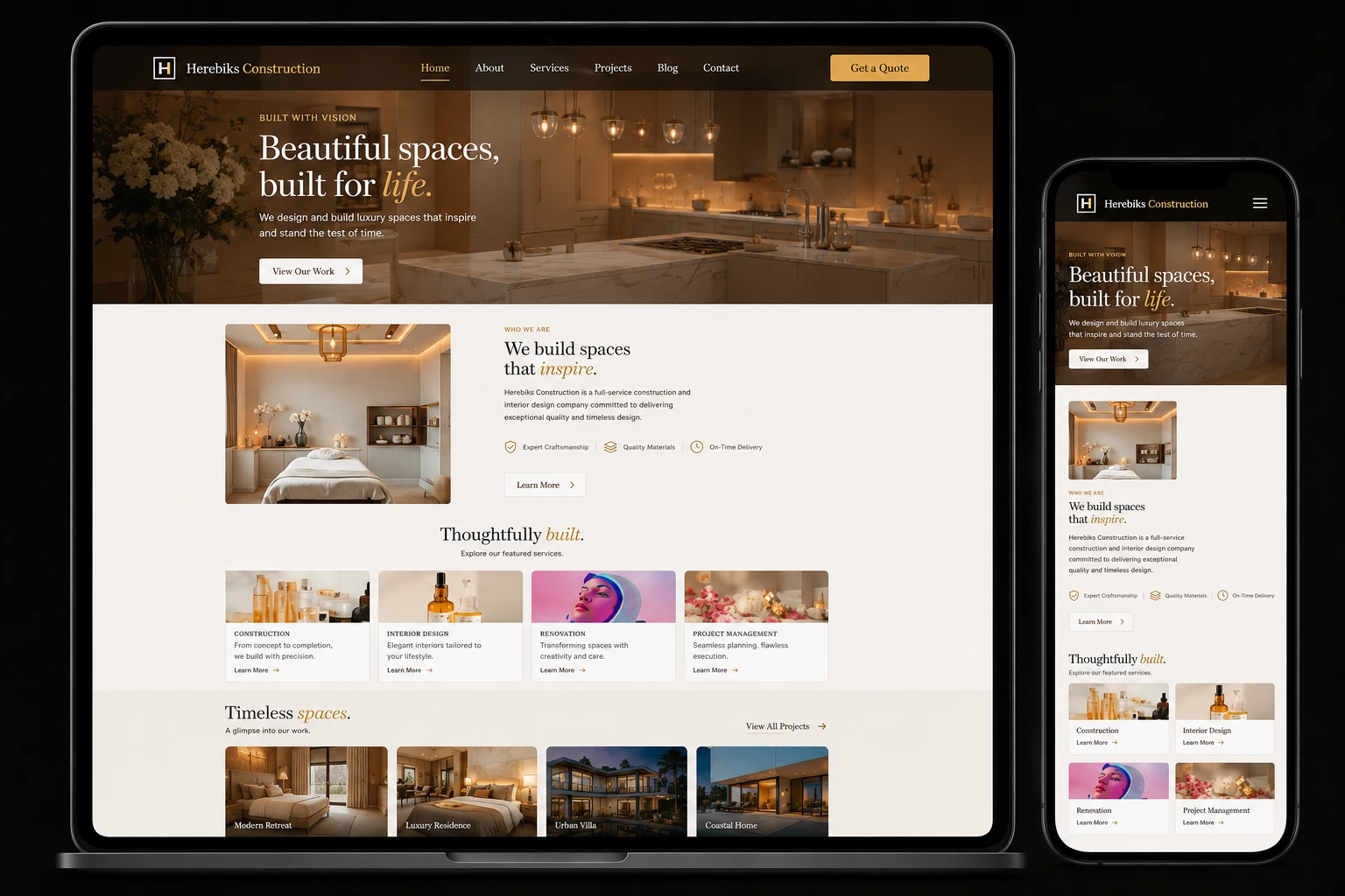 Modern business website design project California