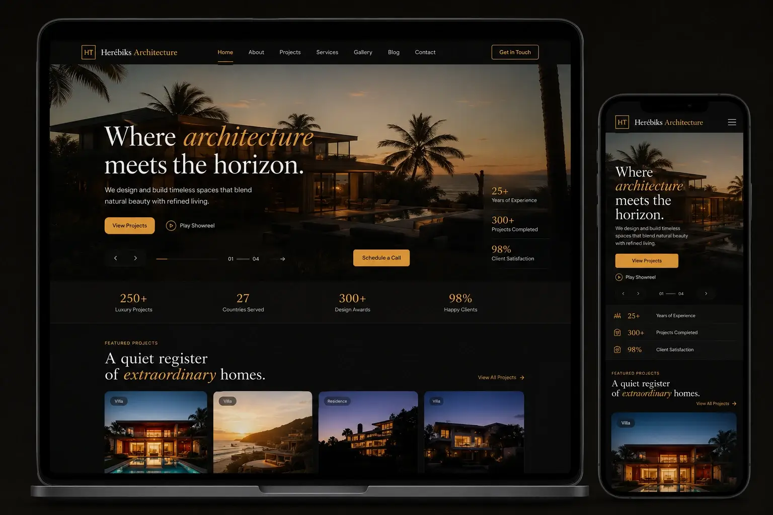 Custom web design portfolio project for California client