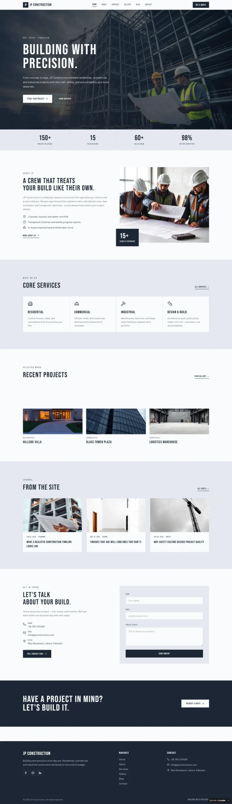 contaction inductry California web design
