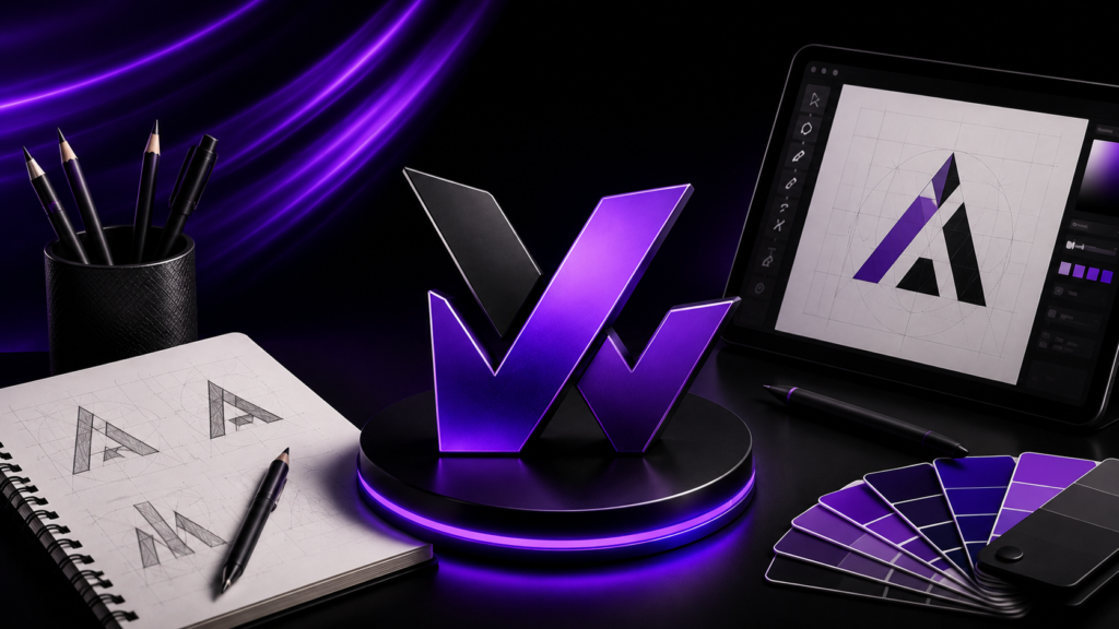 Futuristic Purple Logo Design Studio